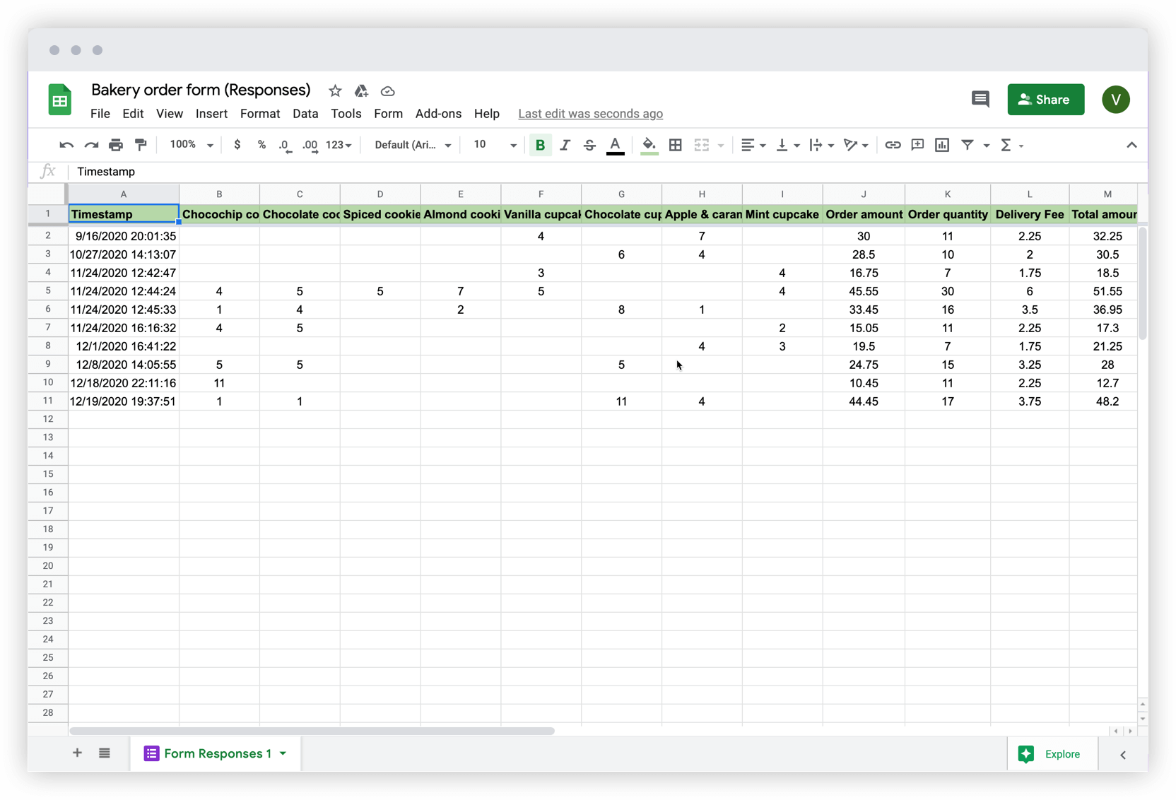 Consolidate all your orders in Google Forms and sync them into Google Sheets